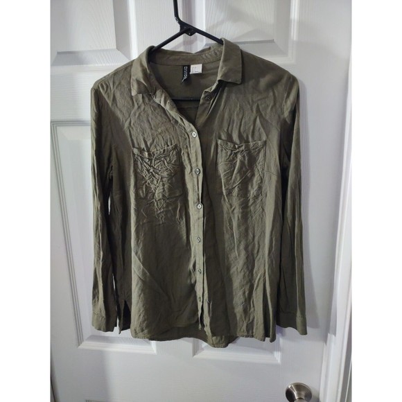 Divided By H&M Top Size 4 Olive Green 3/4 Sleeve - Picture 1 of 9